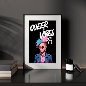 Punk Queer Vibes - A4 Digital Download Poster | Trans Pride Wall Art | LGBTQ+ Home Decor | Punk Rock Transgender Pride Print