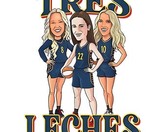 Tres Leches Basketball PNG / Lexie Hull, Sophie Cunningham, Sorellastre / Design del trio Indiana Fever / Download digitale di basket femminile