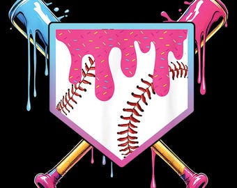 Baseball Drip PNG, Ice Cream Drip Baseball Digital File, Youth Boys Baseball T-Shirt Design, Sports Sublimation, Cool Baseball Clipart,