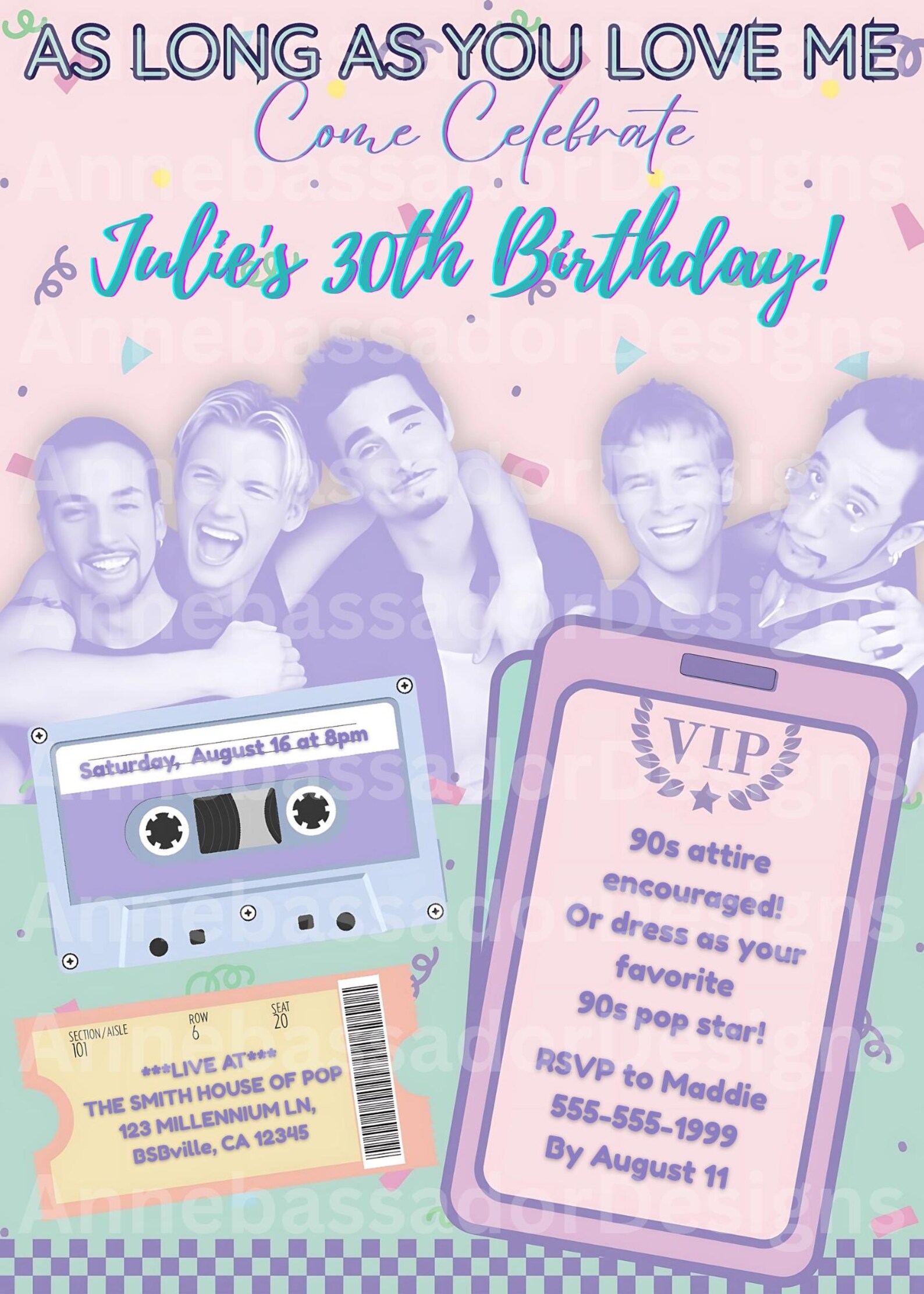 Backstreet Boys Party Invitation | 90s Party Invitation | Millennial ...
