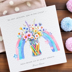 Personalisierte Karte zum Kindergarten Abschied - Dankeschön Geschenke für Erzieher - Karte mit Spruch