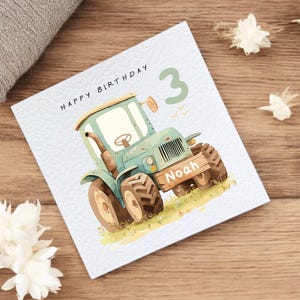 Personalisierte Karte zum Kindergeburtstag - Karte mit Name und Alter - Traktor - Geburtstagskarten für Kinder