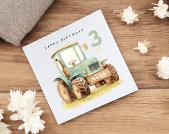 Personalisierte Karte zum Kindergeburtstag - Karte mit Name und Alter - Traktor - Geburtstagskarten für Kinder