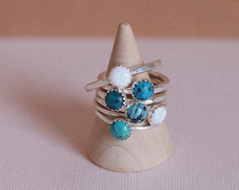 Petite Silver + Turquoise Ring