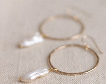 WILLOW Hoops - Hoop Earrings - Mother of Pearl Jewelry - Wedding Jewelry- Bridal Jewelry