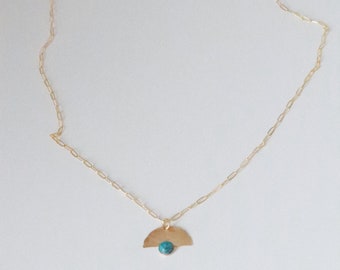 APHRODITE Necklace - Gold Fill Necklace , Turquoise Jewelry