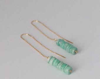 JOPLIN Threaders - Amazonite Earrings , Minimal Earrings , Bohemain Jewelry