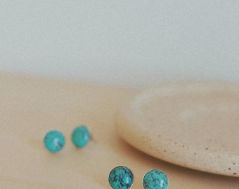 TAHOE Turquoise Studs - Turquoise Jewelry - Sterling Silver Studs - Turquoise Earrings - Turquoise Studs