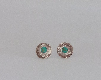 ZION Turquoise Studs - Turquoise sieraden, Sterling zilveren studs, Boho sieraden
