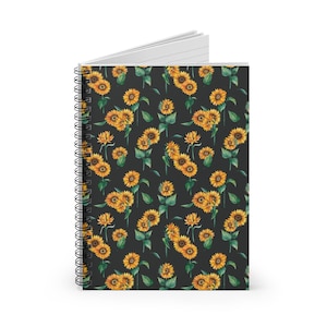 Cuaderno espiral de girasoles: líneas rayadas, diario floral, útiles escolares, regalo para escritores, amantes de la naturaleza, diario estudiantil