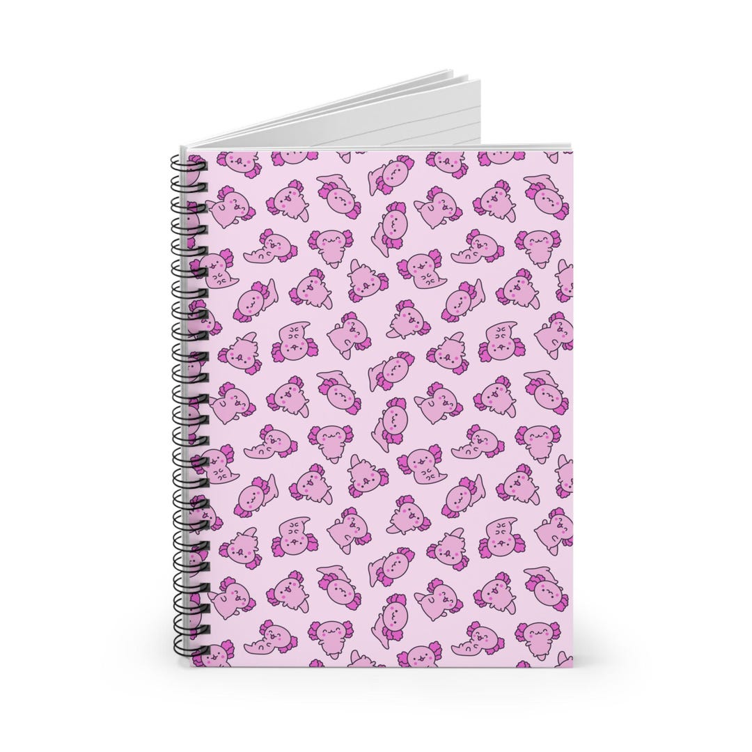Cute Pink Axolotl Spiral Notebook - Perfect for School, Journaling ...
