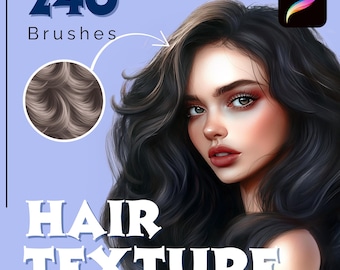 Set de pinceles para textura de cabello Procreate: Mega Pack para trenzas, rizos y pelaje (Descarga digital)