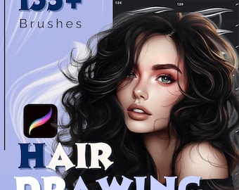 Brosses à cheveux Procreate : 135 brins pour l'art numérique (téléchargement PDF)