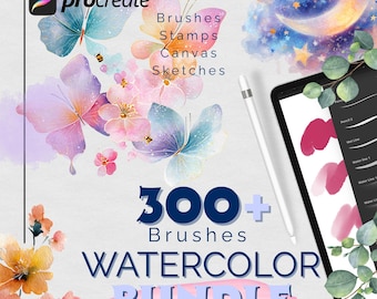 Aquarelle réaliste, pinceaux Procreate. Procréez un lot d'aquarelles. Créez des pinceaux texturés à l'aquarelle. Procréer des tampons aquarelle