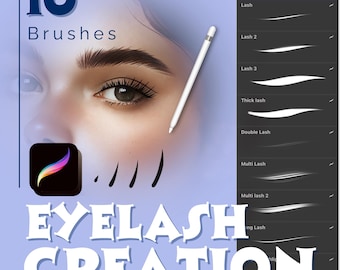 Brosses pour cils et sourcils Procreate : mèches réalistes (jeu de 10 brosses) (téléchargement numérique)