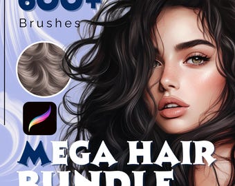 Ensemble de brosses à cheveux Procreate : 246 brosses de texture pour tresses, boucles et fourrure (téléchargement numérique)