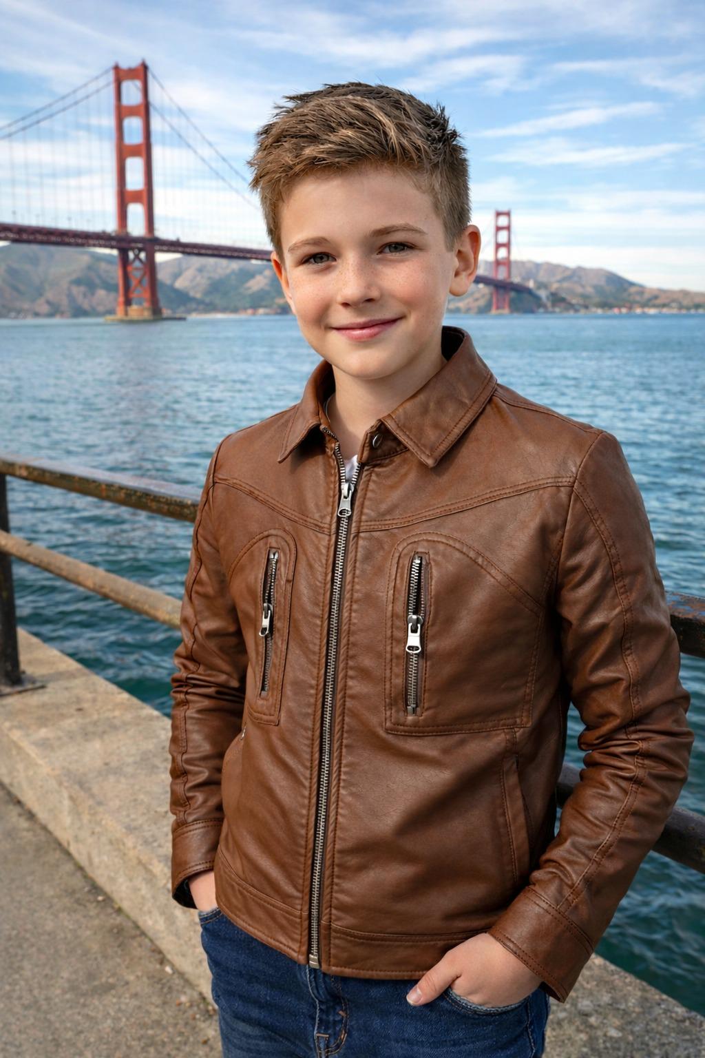 Handmade Kids Full Grain Leather Biker Jacket - Unisex Moto Style
