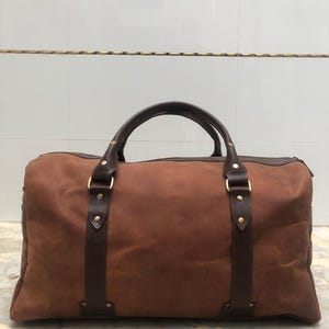 Sac week-end en cuir pleine fleur : sac de voyage rétro personnalisé