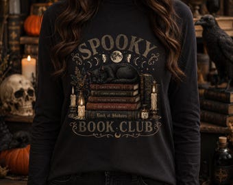 Halloween PNG | Spooky Book Club PNG | Black Cat PNG | Cozy Halloween Graphic | Book Lover Shirt Design | Sublimation png | Cricut File