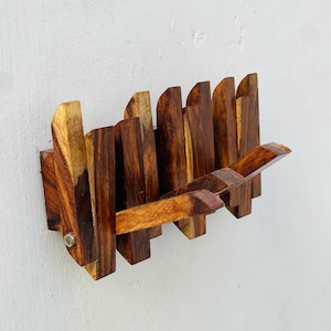 Walnut Wood Piano Coat Rack: Wall Mounted Entryway Organizer