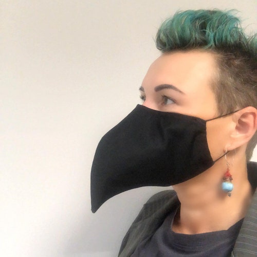 Face mask plague doctor black washable reusable