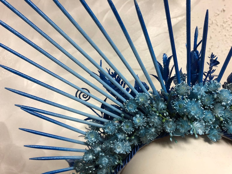 Halo crown blue Spike flover sun ray glamour Photoshoot hair wreath
