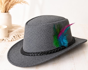 Grey Oktoberfest Hat for Men Wool Bavarian Hat Oktoberfest Costume