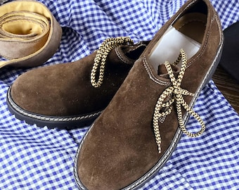 Oktoberfest Shoes Men Dark Brown Suede Lederhosen Shoes Bavarian German Trachten Shoes