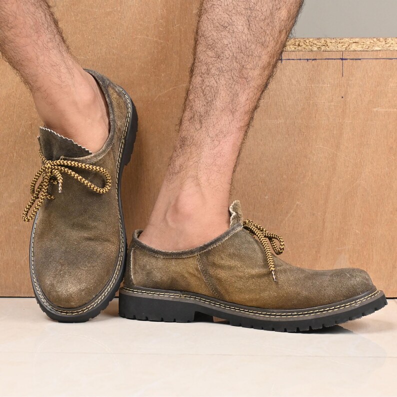 Authentic German style suede leather shoes for folk wear and casual use
