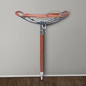 Adjustable Leather Walking Stick with Seat Folding Portable Stool for Hunting Hiking and Outdoor Gift For Him