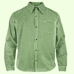 Green checkered men's Bavarian shirt for Oktoberfest costume or German themed party gift