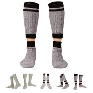 Oktoberfest Socks for Men Grey Bavarian Lederhosen Socks Plain or Brown Striped German Costume Socks