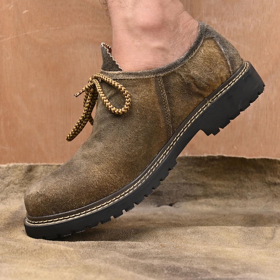 Oktoberfest Shoes Men Antiqued Brown Suede Lederhosen Shoes Bavarian German Trachten Shoes