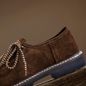 Brown festival shoes back angle mens traditional oktoberfest leather footwear
