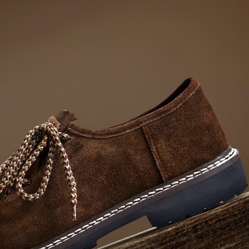 Brown festival shoes back angle mens traditional oktoberfest leather footwear