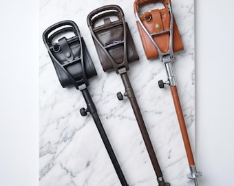 Adjustable Leather Shooting Stick Cane with Foldable Seat – Portable Outdoor Stool