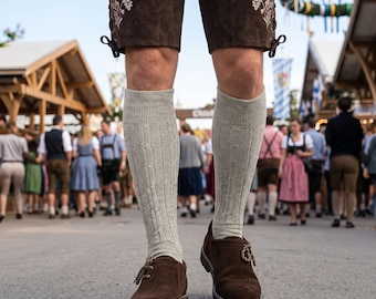 Oktoberfest Socks for Men Plain Grey Bavarian Lederhosen Socks German Costume Socks for Trachten Outfit