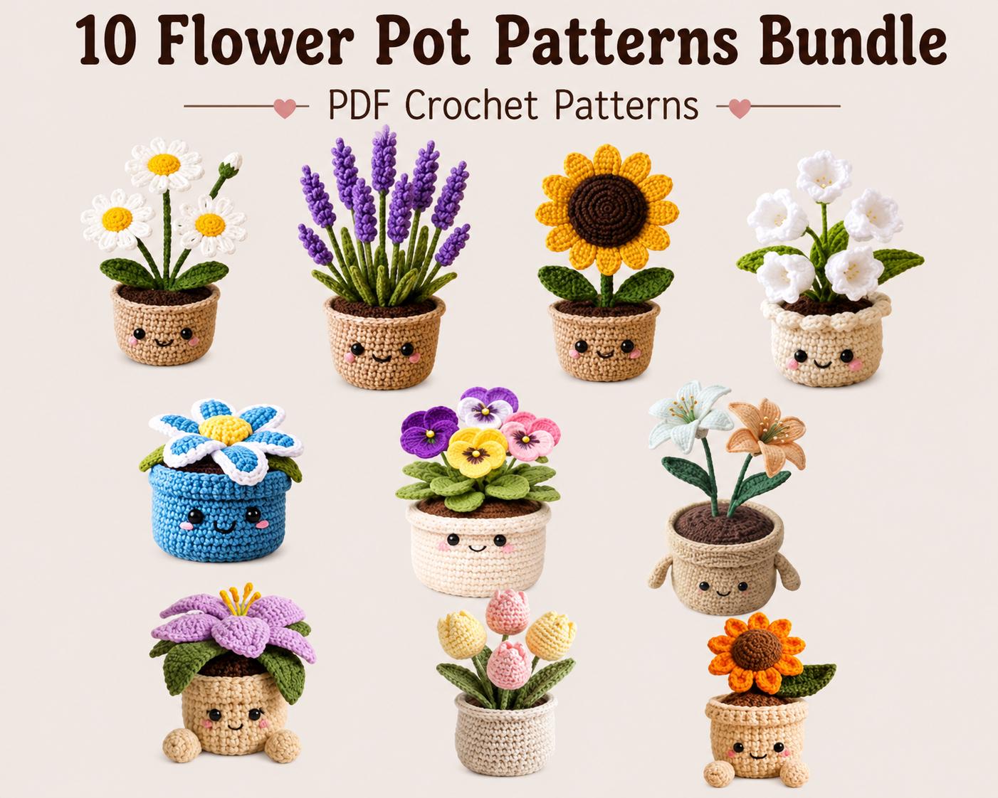 かぎ針編みの鉢植えの花 - Etsy 日本