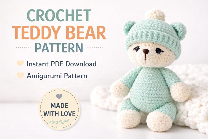 Teddy Bear Crochet Pattern: Amigurumi Plush Toy (PDF Pattern English ...
