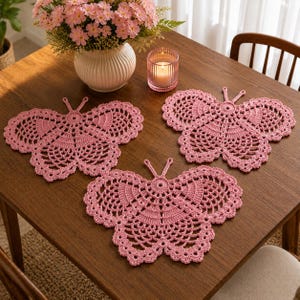 Butterfly Crochet Table Runner Pattern PDF, Spring Table Decor Digital Download