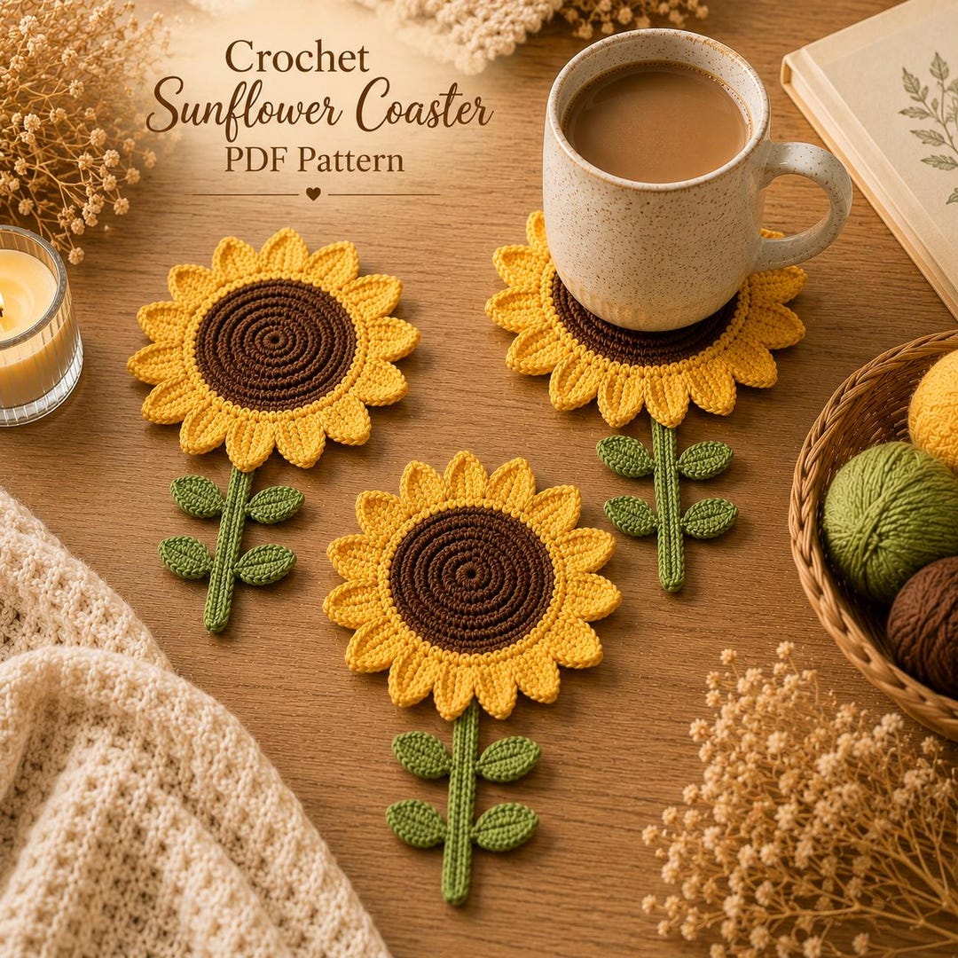 Sunflower Crochet Coaster Pattern- Beginner Friendly PDF Digital ...