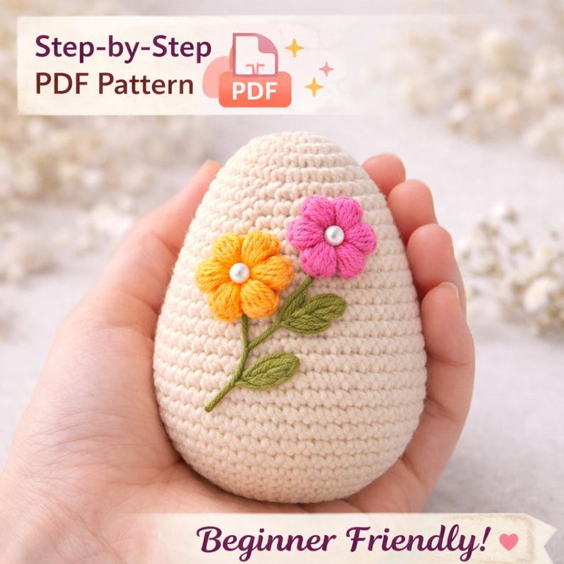 Floral Easter Egg Crochet Pattern | Beginner Amigurumi Tutorial (PDF ...