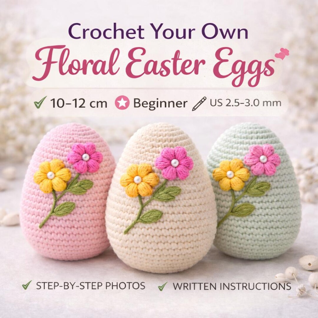 Floral Easter Egg Crochet Pattern | Beginner Amigurumi Tutorial (PDF ...