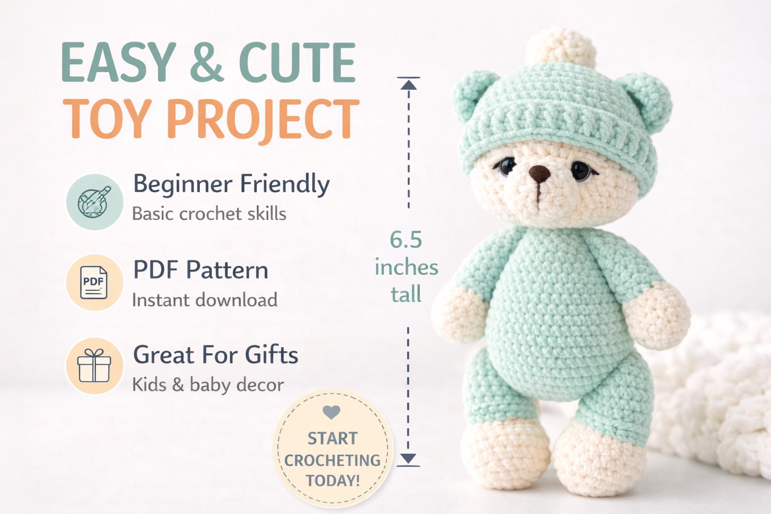 Teddy Bear Crochet Pattern: Amigurumi Plush Toy (PDF Pattern English ...