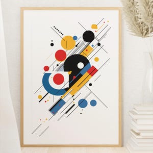 Bauhaus Geometrische Wand Kunst - Abstraktes Poster - Vintage Kunst - Geometrisches Poster - Kreise und Linien Illustration - Mid Century Wohnkultur