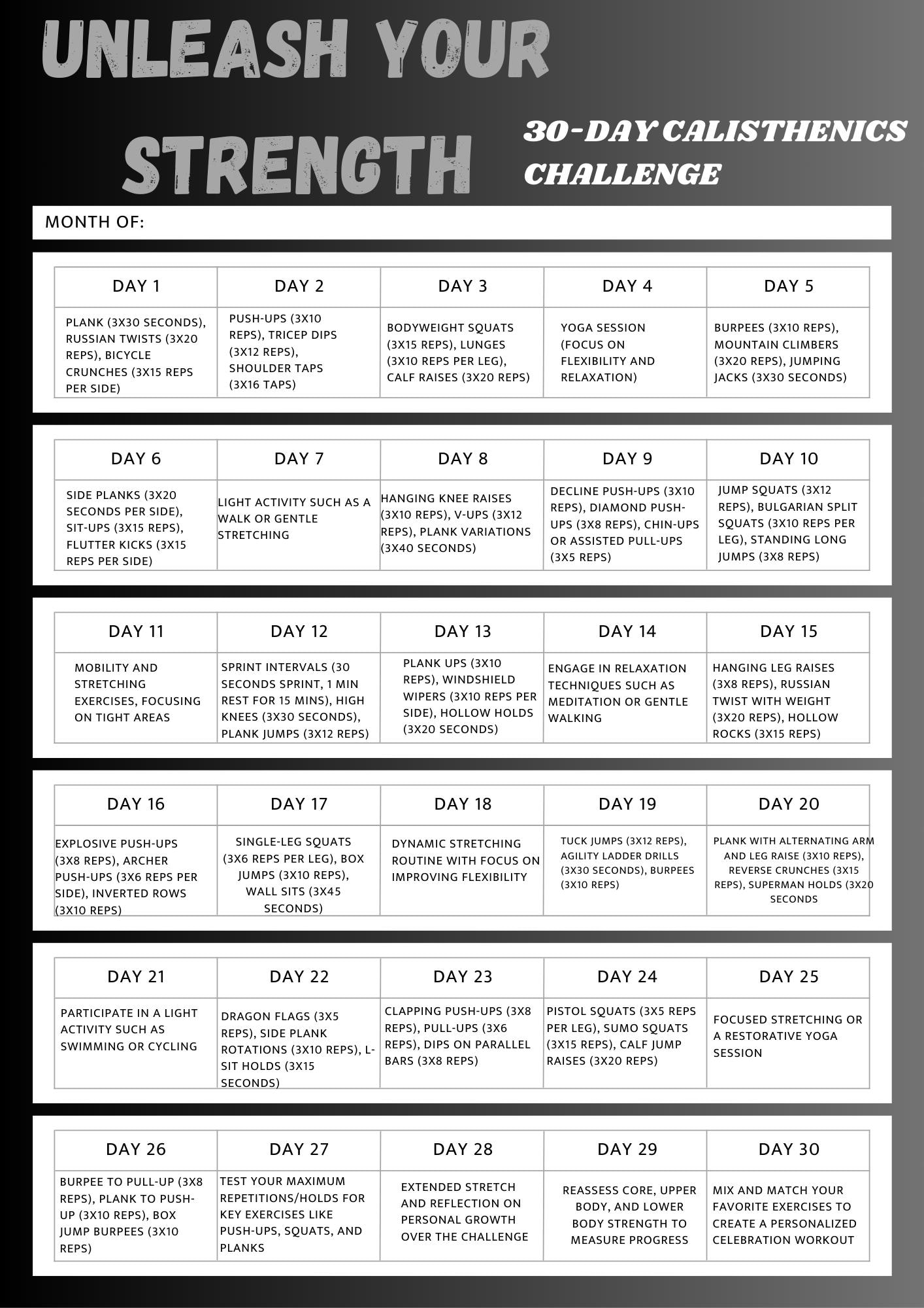 30 Day Month Workout Plan To Lose Weight At Home 30 Day Running