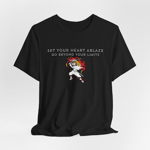 Camiseta Demon Slayer Flame Hashira Rengoku Anime, Queime seu coração, Ideia de presente para amantes de anime, Vá além dos limites, Camiseta curta unissex