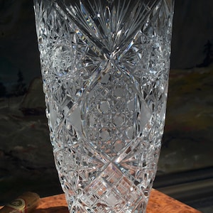 Jarrón de cristal de plomo vintage: cristal tallado a mano estilo bohemio