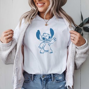 Stitch Outline Embroidery Design, Cute Alien Silhouette Machine File, Blue Cartoon Applique, Instant Digital Download