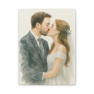 Watercolor Wedding Canvas Art, Romantic Home Decor, Gift for Couple, Anniversary Keepsake, Engagement Gift, Personalized Wall Art